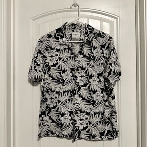 Men's Floral Print Short Sleeve Button-Down Shirt Size L